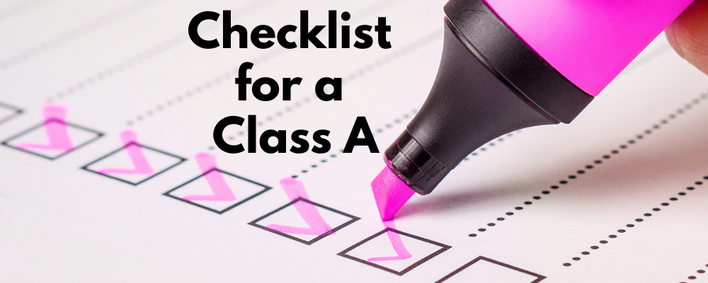 arrival checklist for class A motorhome